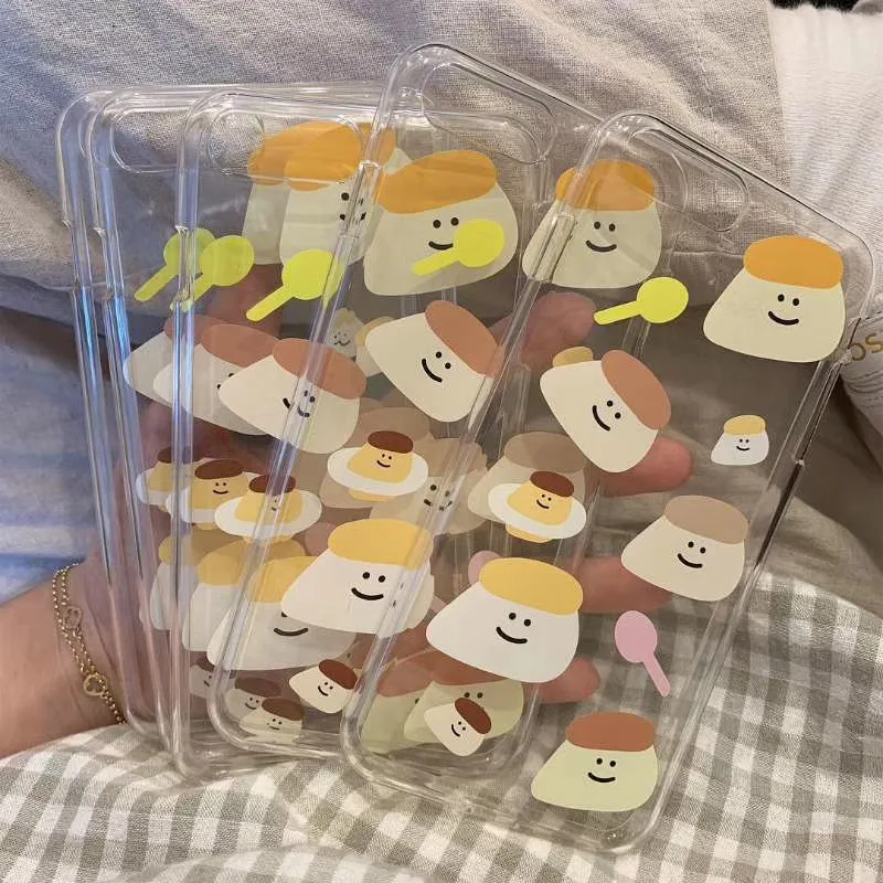 

INS simple snack pudding jelly phone case For iphone Xs 11 pro MAX XR X 6 6s 7 8 plus cute expression clear soft TPU back Cover