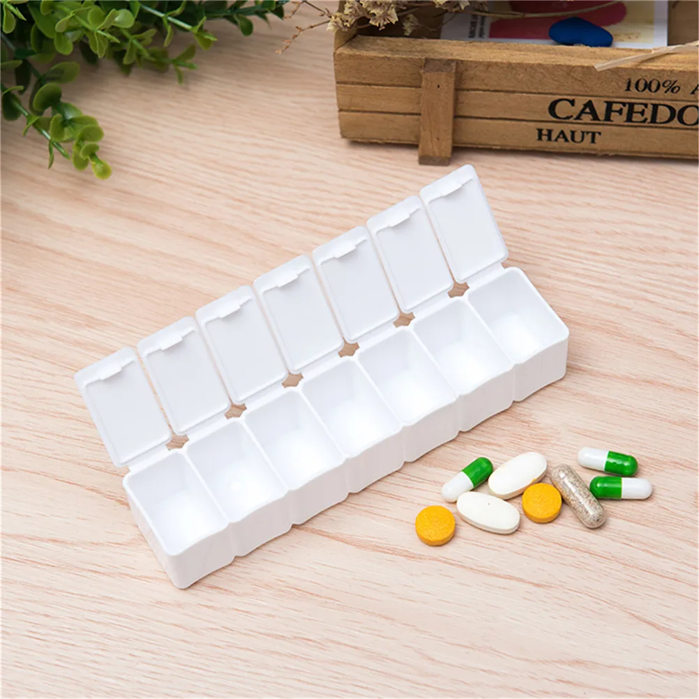 Weekly7 Days Pill Case Dispenser Medicine Storage Tablet Pill Box With Clip Lids Medicine Organizer Pill Case Splitters Storage