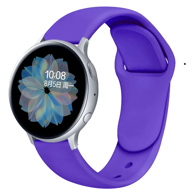 20/22mm Watch band For Samsung Active 2 44mm 42mm/46mm Gear S3 Silicone bracelet amazfit GTS/GTR Huawei wtach GT 2/2e/pro strap Purple