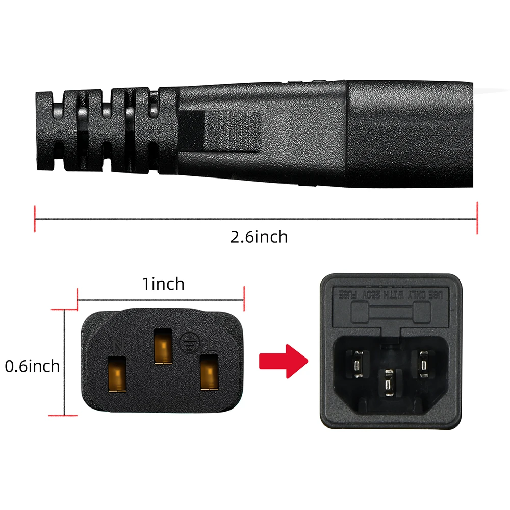 Godox Original High Quality Material Power Cable for SL60W SL200Bi SL300II Video Light Computers, Rice cookers,Electric kettle