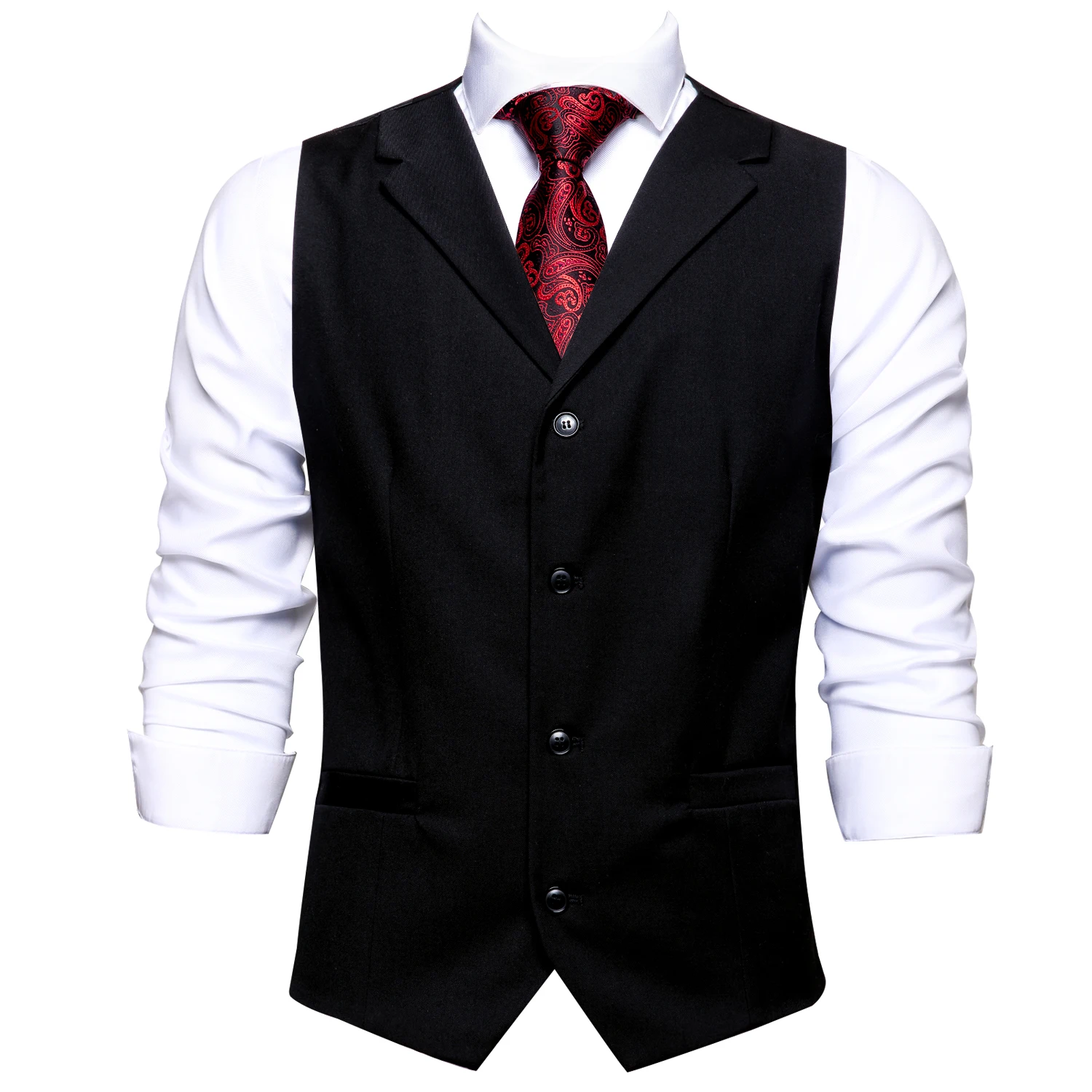 Hi-Tie Luxury Silk Mens Suit Vests Black Plain Jacquard Waistcoat Men Vest Gold Red Purple Tie Hanky Cufflinks Set for Male Gift men blazer