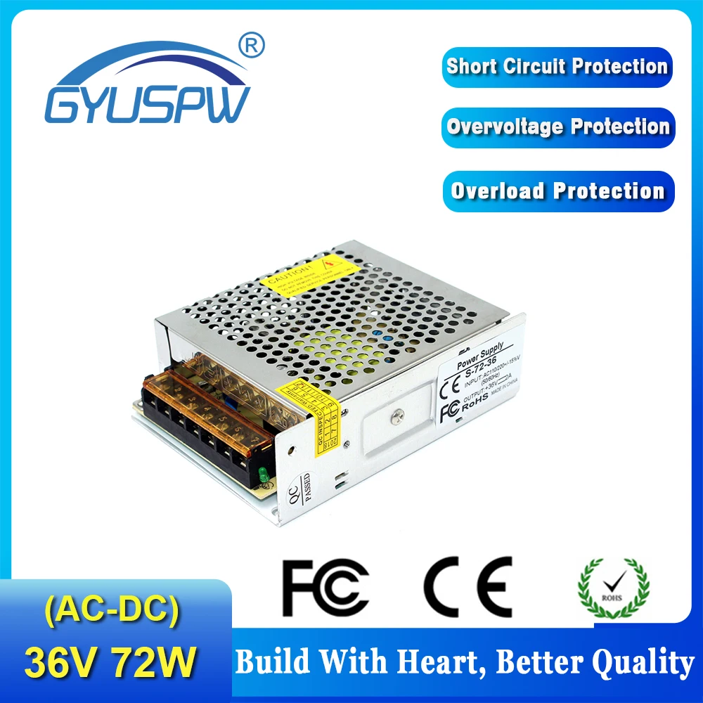 DC36V 2A 72W LEDเข็มขัดDriver Switchingแหล่งจ่ายไฟ 100 240VACคงที่ ...