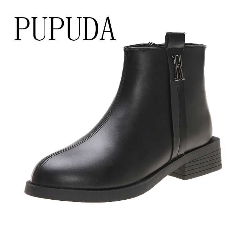 Женские ботинки челси PUPUDA Осенние повседневные кожаные женские модные массивные