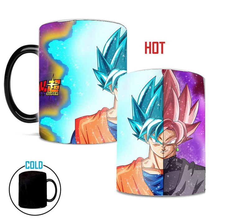 Аниме Черный Saiyan Goku Магия изменения цвета Тепловая температура Чувствительная морфинга Dragon Ball чашки и кружки для кофе