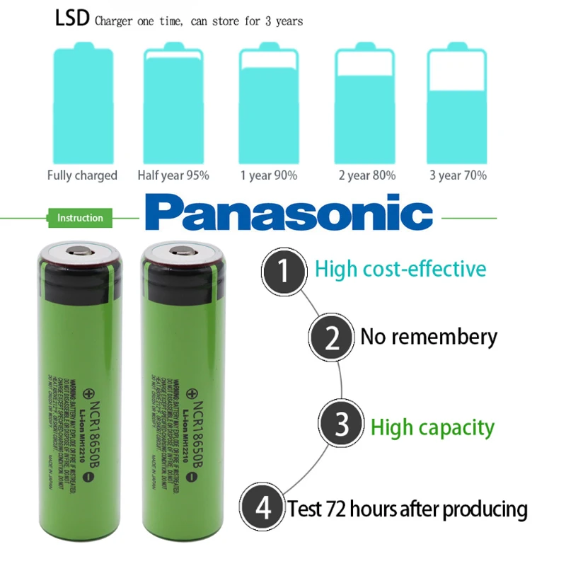 Panasonic NCR18650B 3,7 v 3400mah 18650 перезаряжаемая литиевая батарея для фонариков