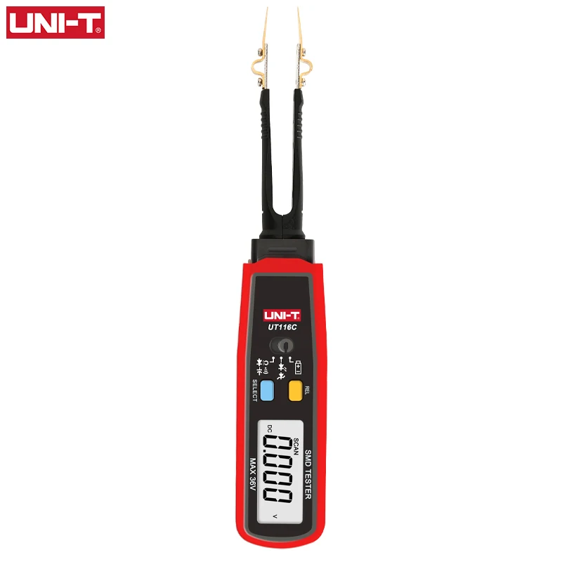 UNI-T UT116C SMD Tester 36V Voltage Battery Measurement Rotable Tweezer LED Diode Multimeter Resistor Capacitor Tester