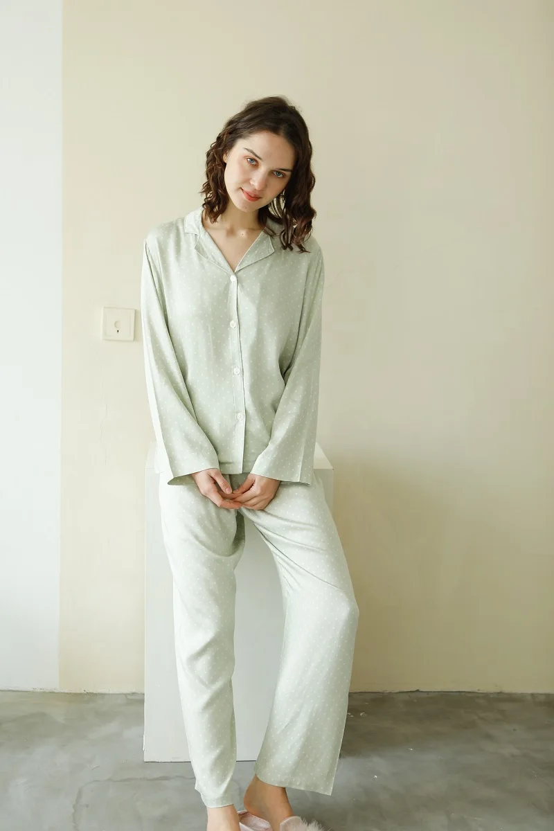 luz verde solto sleepwear primavera outono