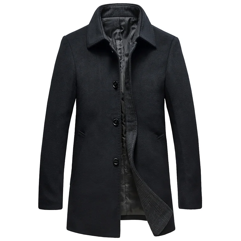 

Winter short men's jacket without cap solid color flip tie button casual versatile coat YGDB 8636