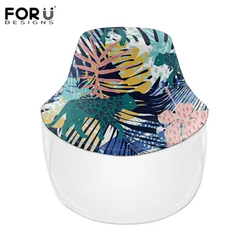 

FOURDESIGNS Tropcial Palm Leaf Print Adjustable Protection Bucket Hats Adults Outdoor Anti-sun/Fog SUV Protect Fisherman Hats