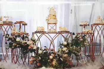 

5pcs/lot party food table gold or white metal cake stand flower holders Wedding Decoration dessert table welcome