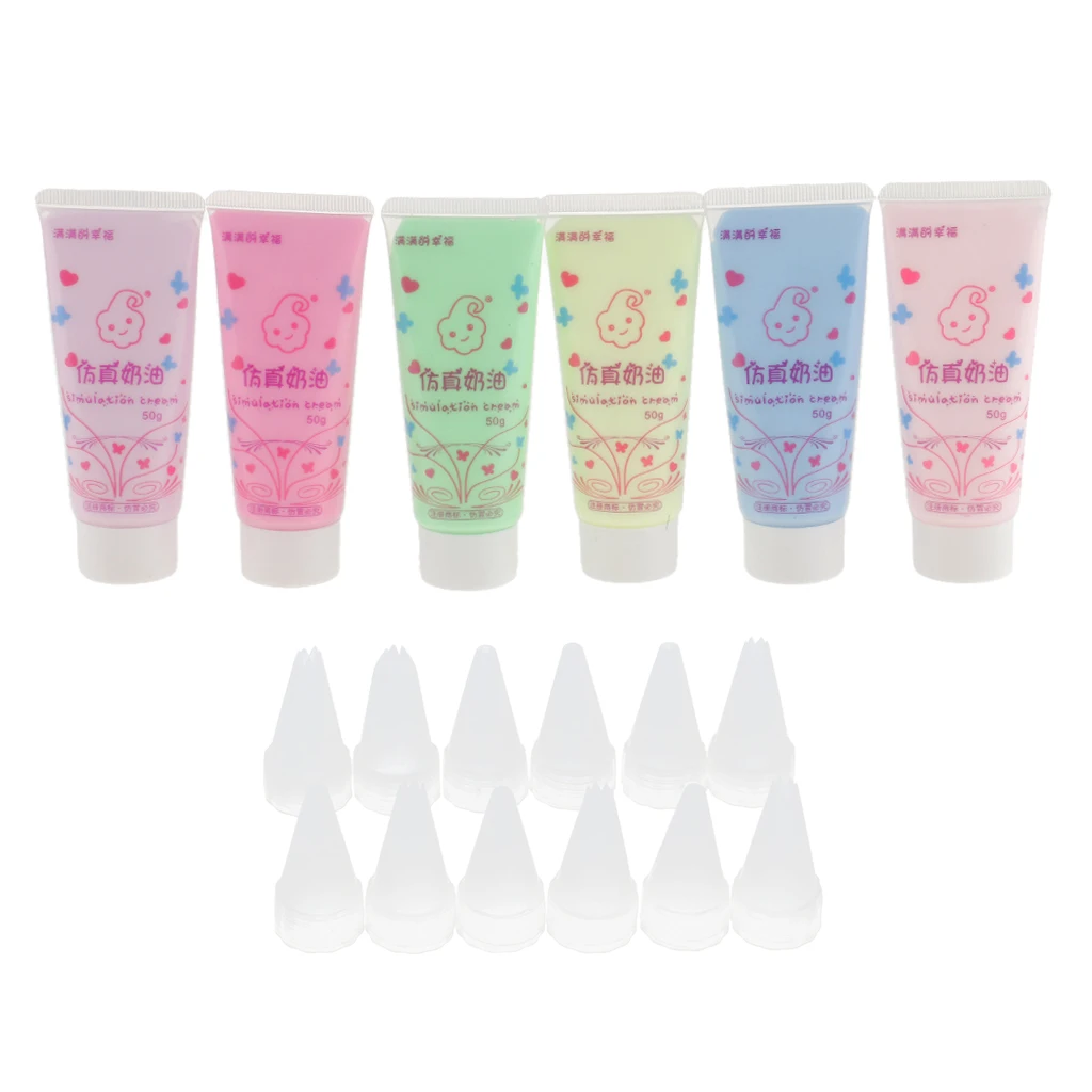6Pcs/set Faux Simulation Fake Whipped Cream Glue for Phone Case 50g (Assorted 6