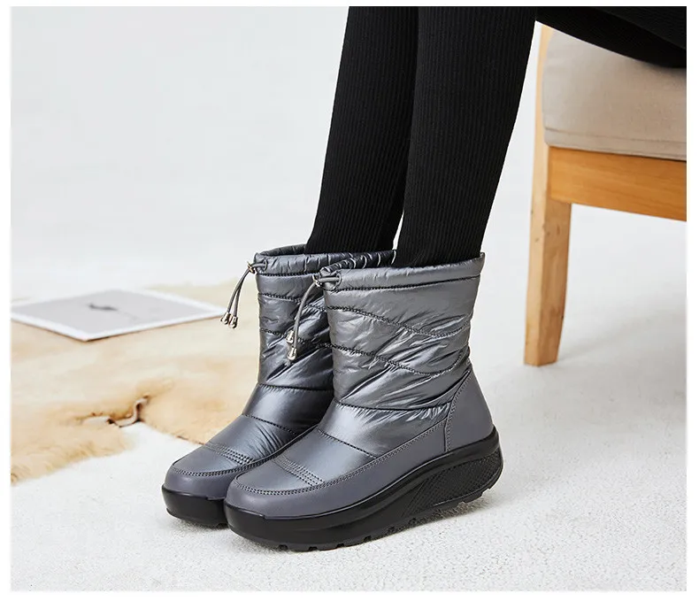 PINSEN New Women Winter Boots High Quality Comfortable Snow Boots Women Slip-on Keep Warm Ladies chunky Boots botas mujer