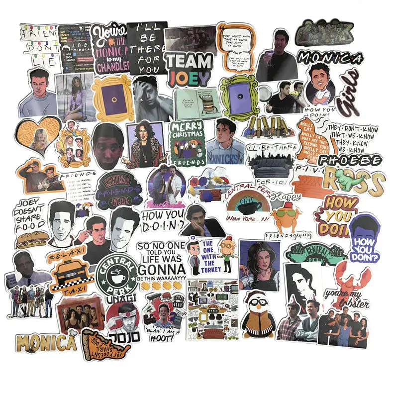 65 шт/1 лот друзья ТВ шоу забавные креативные значки DIY декоративные наклейки мультфильм PC стены ноутбук телефон домашний сад