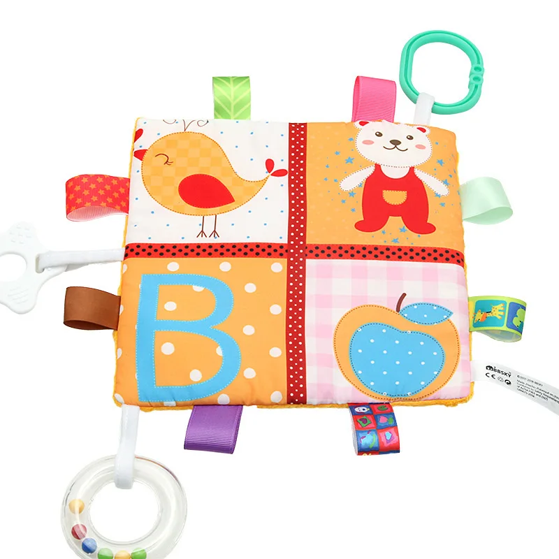Милые разноцветные многоцелевые этикетки, игрушки-полотенце с бумажной зубной лентой, кольцо, детские удобные плюшевые игрушки для малышей с животными и растениями - Цвет: D