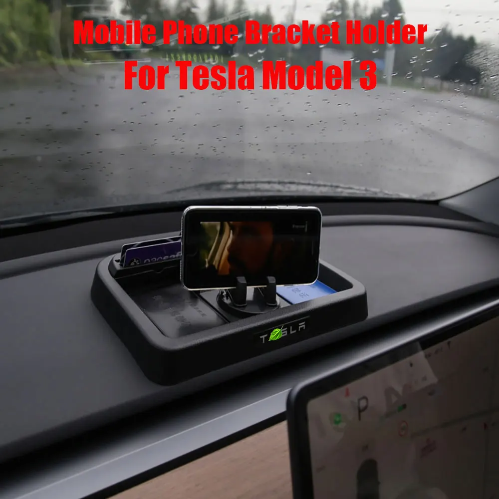 Для Tesla модель 3 коробка для хранения приборная панель мобильный телефон кронштейн с держателем парковочная карта