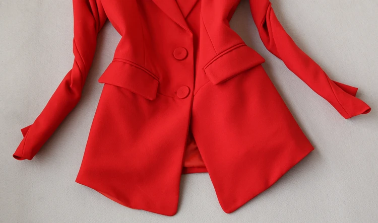 Autumn Business Uniform Women Red Pant Suits Two Piece Set Slim Double Buckle Jacket Office Work Pants Set Mujer