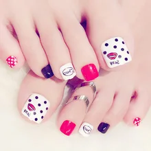 Маникюр Японский Корейский Мода Губы красные ногти патч кончик ногтей конечный продукт ноги кончик ногтей поддельные ногти J54