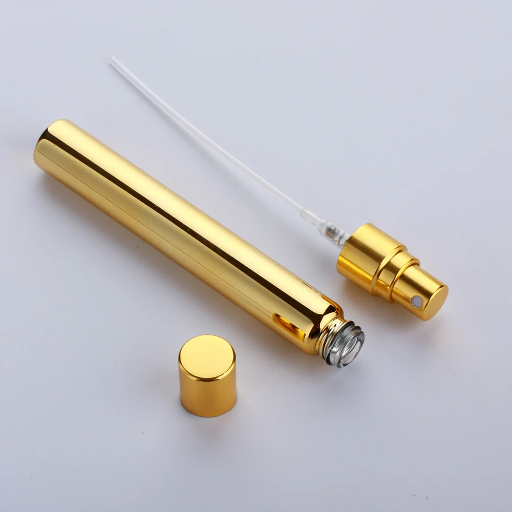 100 개/몫 10ML 미니 향수병 황금 실버 블랙 병 분무기 스프레이 병 샘플