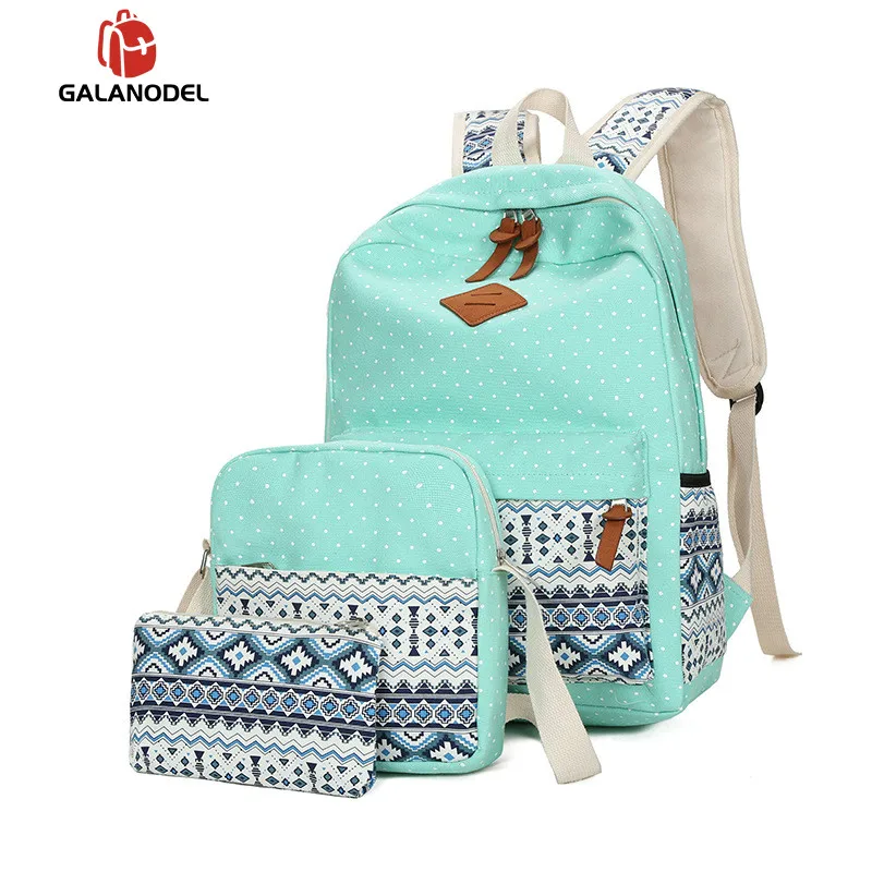 Модный женский рюкзак в этническом стиле, высококачественные парусиновые рюкзаки, детские школьные сумки для девочек, Mochila Feminina - Цвет: light green backpack
