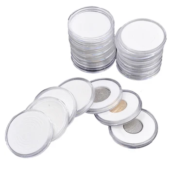

20 pcs 46mm Coin Cases Holder Applied Clear Round Storage Box