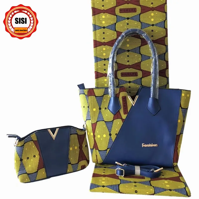 SISI Высокое качество 6 ярдов хлопок Африканский Анкара печать воск для шитья коллокации модные женские сумки набор для вечерние