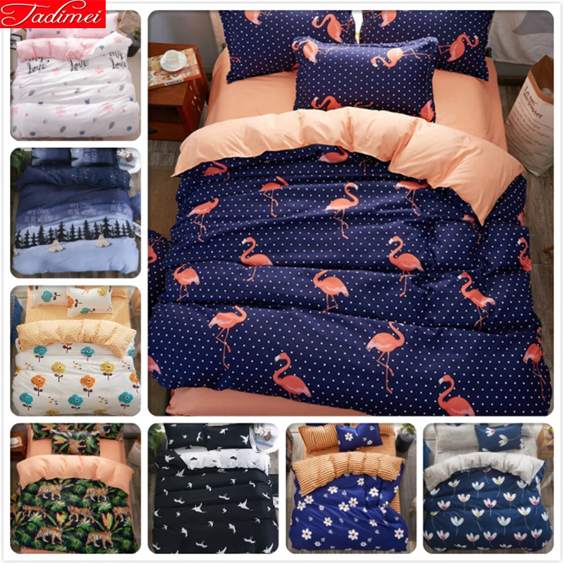 

Flamingo Pattern Duvet Cover Sheet Pillowcase 3/4 pcs Bedding Set Soft Cotton Bed Linens Single Twin Queen King Size Bedspreads