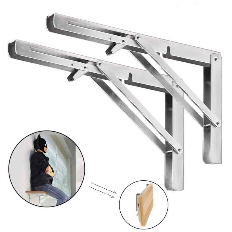 2pc Triangular Folding Bracket Bearing 136KG Stainless Steel Release Catch Support Bench Table Folding Collapsible Shelf Bracket