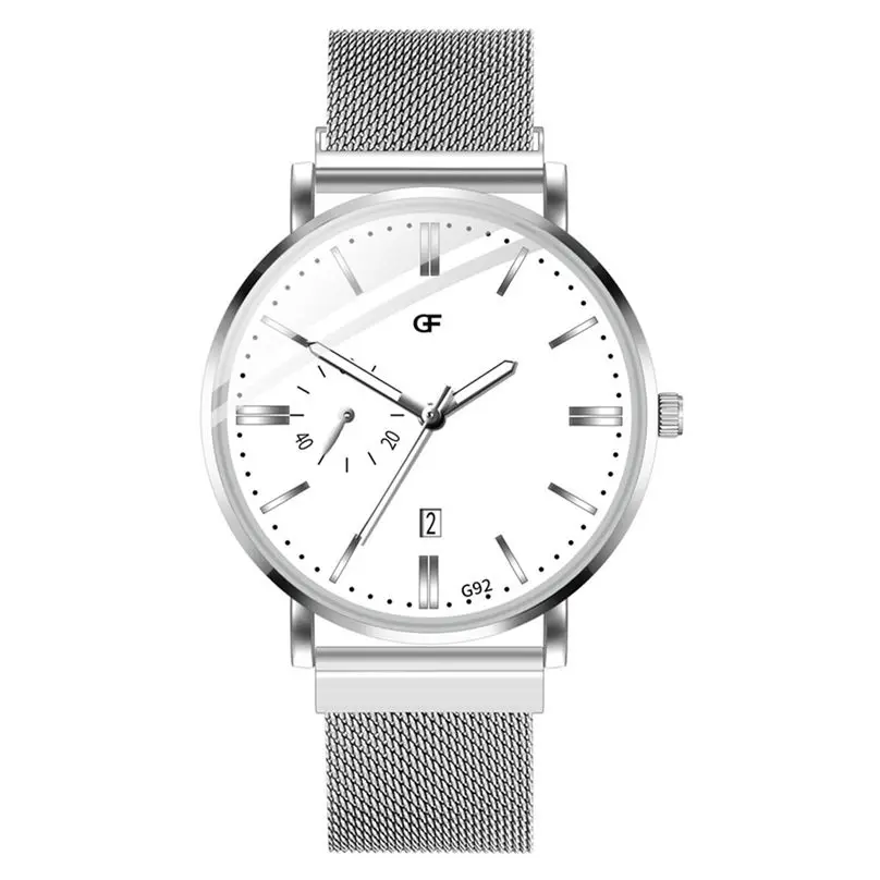 Men's Fashion Casual Business Watch Simple Magnet Buckle Mesh With Analog Men Quartz Watches 3D12 (2)