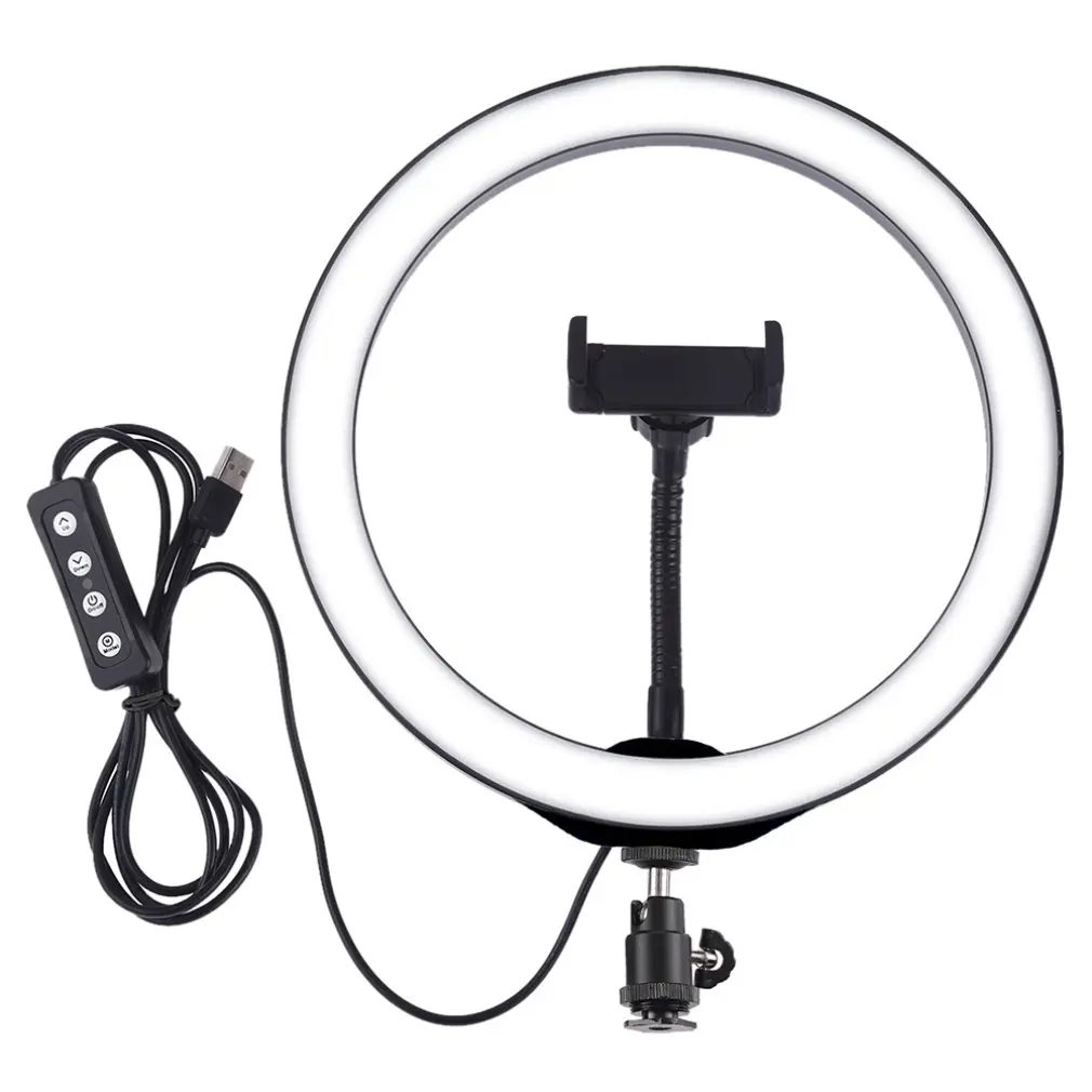 

PULUZ 10 Inch Usb 3 Modes Dimmable Led Ring Vlogging Selfie Photography Video Lights With Cold Shoe Tripod Ball Head Phone Clamp