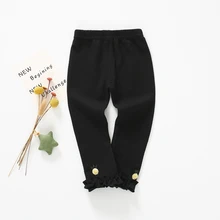 Тонкие осенние леггинсы принцессы, брюки для маленьких девочек, детские длинные штаны с рюшами и рисунком ананаса WT764