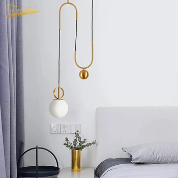 

Nordic LED Pendant Lamp Metal LED Pendant Light Lighting Dining Room Bar Bedroom Lounge Lifting Glass Ball Hanging Lamp Fixtures