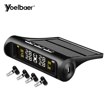 

Wireless Tire Pressure Monitor Car TPMS Tire Pressure Monitoring System Solar Power Digital LCD Display Auto Security Alarm