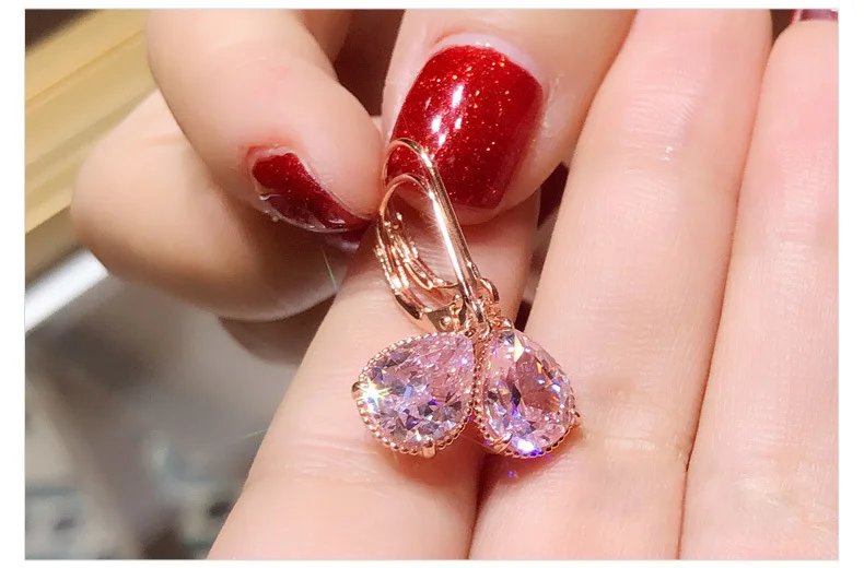 Koop 14K Rose Goud Roze Diamanten Oorbel Voor Vrouwen Mode Roze Topaas Edelsteen Bizuteria 14K Goud Granaat Drop Earring orecchini Meisjes