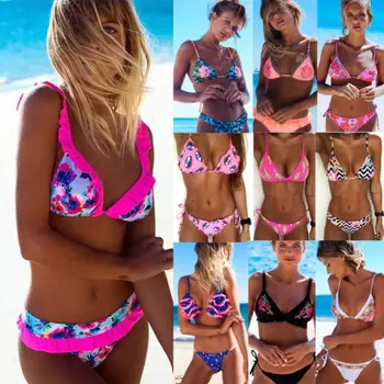 

2020 New Flower Bikinis Set Combinatorial Set Sexy Women Swimwear Push Up Padded Neon Bandage Swimsuits Hot Selling Bathing Suit