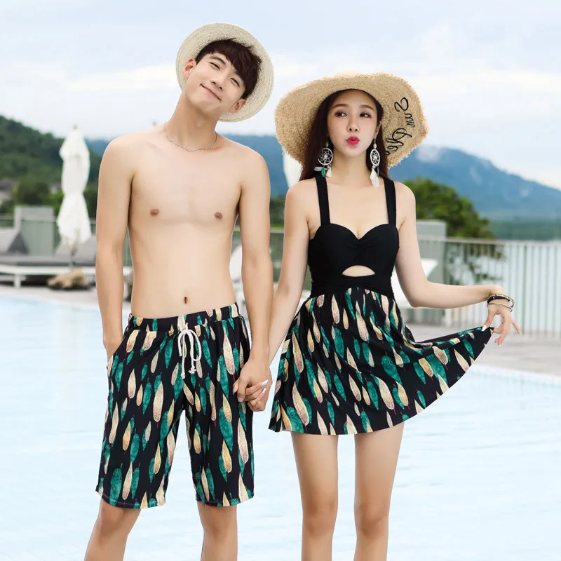 

Beach Couples Swimsuit Conservative Slimming Belly Covering Seaside Holiday Couples Swimwear Honeymoon Holiday Tour Bathing Suit
