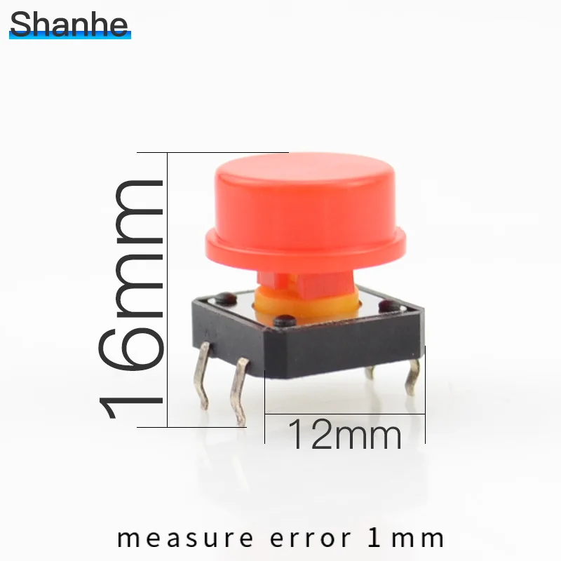12x12x7,3 мм Тактильные переключатели квадратная кнопка переключатель тактичности Размер: 12*12*7,3 мини-выключатель