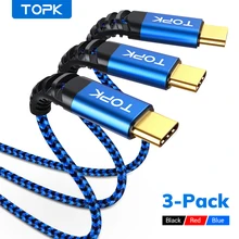 TOPK 3 paquets Micro USB Type C câble 3A charge rapide pour Samsung Xiaomi téléphone portable câble de données type-c pour Xiaomi Redmi Note 8