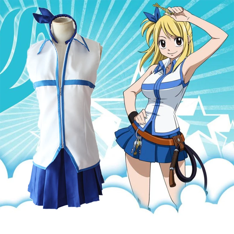 Аниме Сказочный хвост Coplay костюмы Lucy Heartfilia Косплей Костюм Униформа Хэллоуин