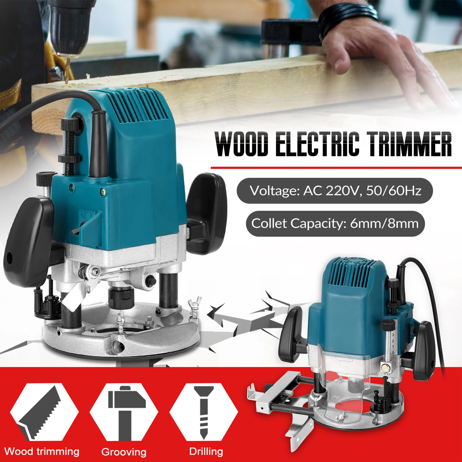 Elektrische Plunge Hout Router Multifunctionele Hout Frezen Graveren