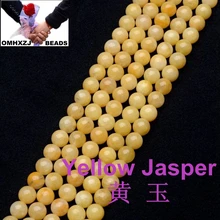 OMHXZJ 4 6 8 10 12 мм натуральный камень желтая яшма бусины 1" выбрать размер ювелирные изделия ZZ24