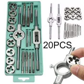 

20pcs Silver Metric Taps Dies Combination M3-M12 Hinge M25 Hand Tools Supplies