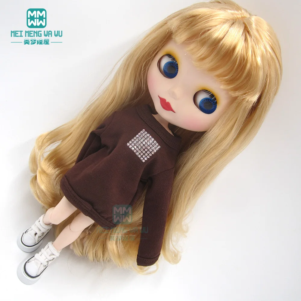 1 шт., одежда Blyth Doll, модная толстовка, белый, розовый, черный, коричневый, темно-зеленый для Blyth Azone OB23, OB24, кукла 1/6, аксессуары