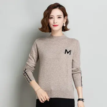 

WAEOLSA Winter Cashmere Pullover Sweater Women Warm Soft Sheep Wool Knitwear Lady Long Sleeve Crew Neck Camel Jumper Mujer Pull