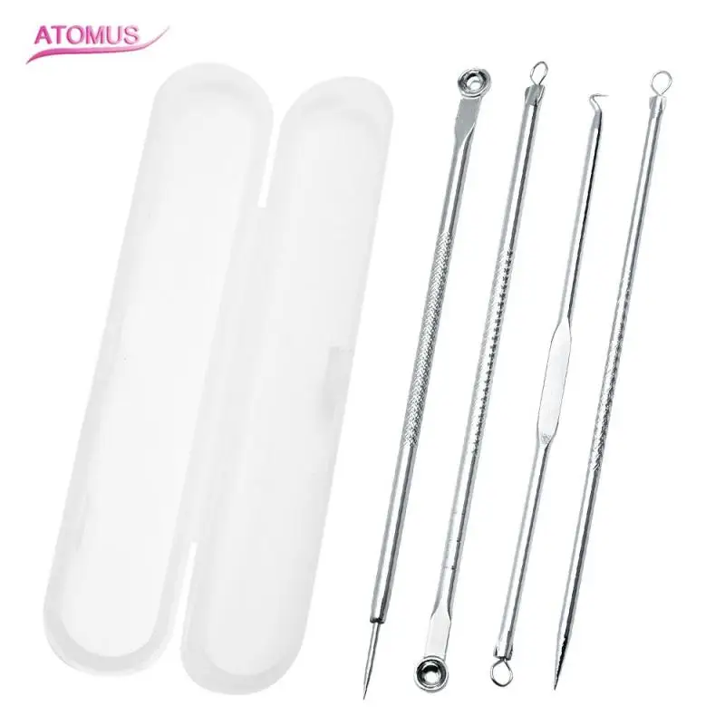 

4PCS Antibacterial Blackhead Extractor Black Dots Cleaner Acne Needle Blemish Remover Needles Set Black Spots Pore Tool TSLM1