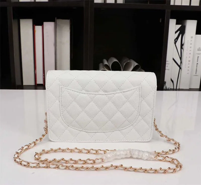 Роскошная брендовая Простая Сумка-икра, классические сумки через плечо, женские сумки высокого качества из натуральной кожи, дизайнерские сумки, маленькая сумочка с цепочкой - Цвет: white gold chain