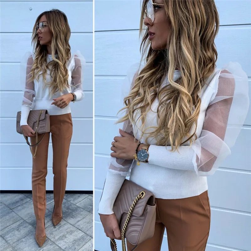 Женские прозрачные пикантные белые блузки Modis сетчатые Прозрачные рубашки с