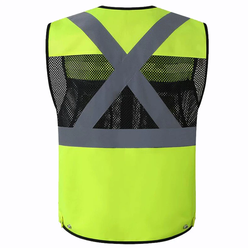 9 Pockets Motorcycle Orange Summer Mesh Vest Reflective Safety Vest High Visibility Night Warning Safety Coat Car reflective safety vest reflective safety jacket