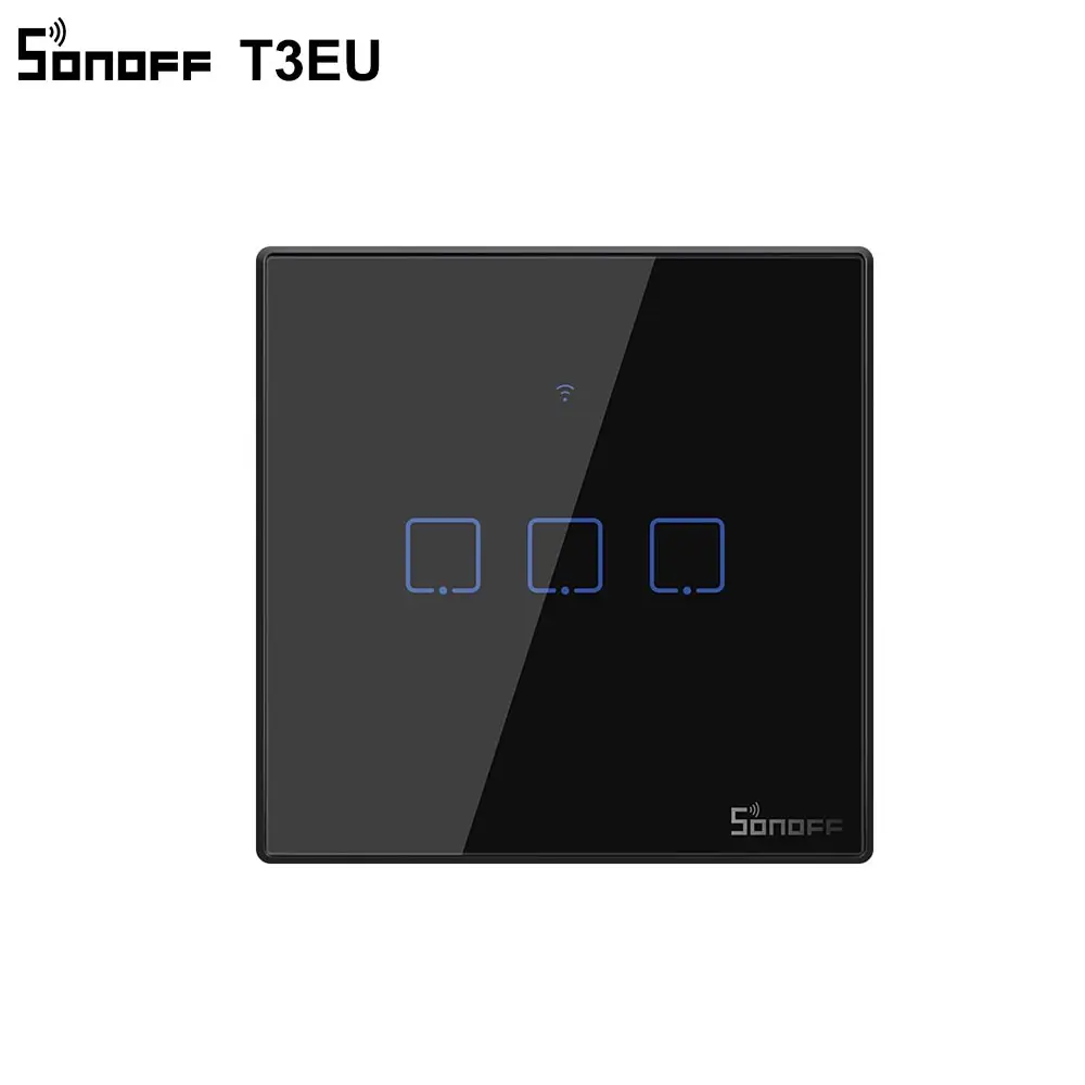 Sonoff T2 Wifi светильник Переключатель ЕС/Великобритания панель 1 2 3 банда 433 МГц RF сенсорный пульт дистанционного управления Умный дом контроллер работа с Google Home