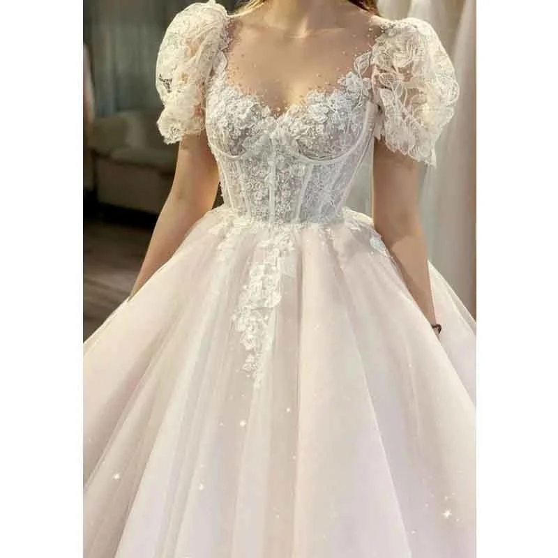 『Cheap!!!』- Women's Dream Prom Dress Elegant Ball Sleeve Wedding
Dress Floor Length Princess Wedding Dress Lace Dress 2021