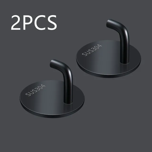 2PCS Stainless Steel Robe Hooks No Drilling Coat Hat Hook Towel Rack Wall mounted Storage Hanger for Bathroom Kitchen Hardware black